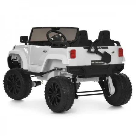 Дитячий електромобіль Джип Toyota Land Cruiser M 6296EBLR-1 двомісний, 4 мотори по 45W, EVA, екошкіра, MP3, Bluetooth, білий Дитячий електромобіль Джип Toyota Land Cruiser M 6296EBLR-1 двомісний, 4 мотори по 45W, EVA, екошкіра, MP3, Bluetooth, білий