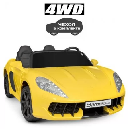 Детский электромобиль Bambi M 4055 AL-6 Porsche Cayman, двухместный, желтый Детский электромобиль Bambi M 4055 AL-6 Porsche Cayman, двухместный, желтый