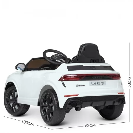 Детский электромобиль Джип Bambi Audi RS Q8 M 4569 EBLR-1 белый, 2 мотора по 35W, EVA, кожа, MP3, USB, Bluetooth