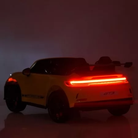 Двухместный детский электромобиль Porsche 911 GT3 RS M 6111EBLR-6, 2 мотора по 320W, EVA колеса, экокожа, MP3, Bluetooth, желтый