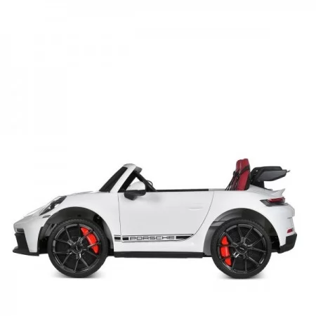 Двухместный детский электромобиль Porsche 911 GT3 RS M 6111(MP4)EBLR-1, 2 мотора по 320W, MP4, Bluetooth, EVA, кожа, белый