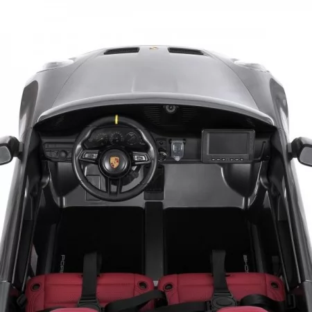 Детский электромобиль Porsche 911 GT3 RS M 6111(MP4)EBLRS-11 серый, двухместный, 2 мотора по 320W, MP4, Bluetooth, EVA, кожа, автопокраска