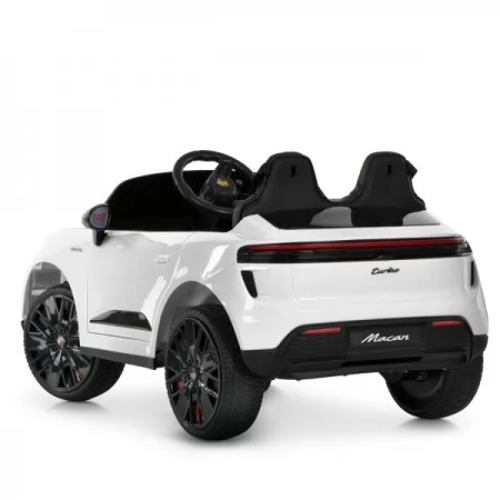 Детский электромобиль Porsche Macan Turbo M 6314EBLR-1 белый, 2 мотора по 35W, EVA, кожа, MP3, Bluetooth