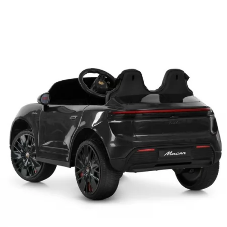 Дитячий електромобіль Porsche Macan Turbo M 6314EBLRS-2, 2 мотори по 35W, EVA, шкіра, Bluetooth, MP3, чорне автофарбування