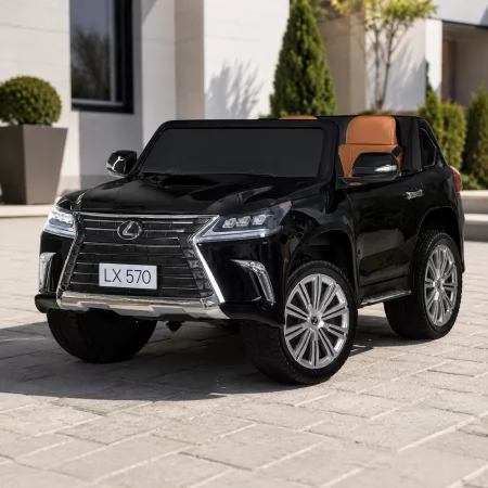 Детский электромобиль Джип Lexus LX 570 M 3906 (MP4) EBLRS-2 двухместный, 4 мотора по 35W, MP4, EVA, кожа, крашеный черный