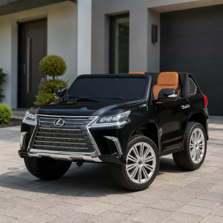 Детский электромобиль Джип Lexus LX 570 M 3906 (MP4) EBLRS-2 двухместный, 4 мотора по 35W, MP4, EVA, кожа, крашеный черный