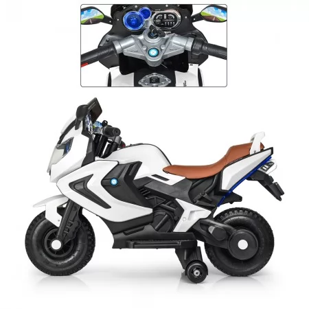 Детский мотоцикл BMW Bambi M 3681 AL-1, 2 мотора по 18W, резиновые колеса, USB, кожаное сиденье, черно-белый Детский мотоцикл BMW Bambi M 3681 AL-1, 2 мотора по 18W, резиновые колеса, USB, кожаное сиденье, черно-белый