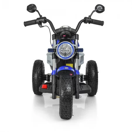 Детский мотоцикл BMW RnineT Scrambler Bambi M 3687 AL-4 синий, 2 мотора по 18W, надувные колеса, кожа, USB, MP3