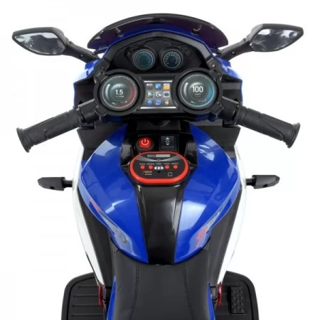 Детский мотоцикл Yamaha YZF-R1 Bambi M 4840ALR-4 синий с пультом управления, 2 мотора по 25W, резиновые колеса, кожа, MP3