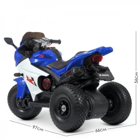 Детский мотоцикл Yamaha YZF-R1 Bambi M 4840ALR-4 синий с пультом управления, 2 мотора по 25W, резиновые колеса, кожа, MP3