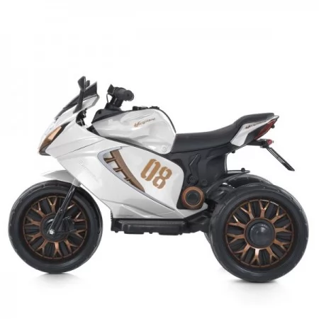 Дитячий мотоцикл Kawasaki Ninja M 5050ELR-1 на радіокеруванні, білий, 2 мотори по 25W, EVA, шкіра, MP3, USB, світло та музика