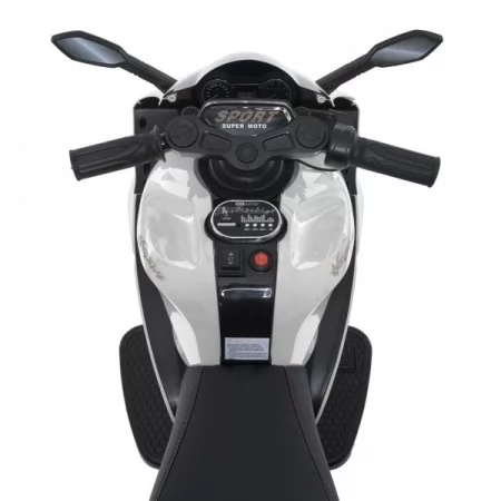 Дитячий мотоцикл Kawasaki Ninja M 5050ELR-1 на радіокеруванні, білий, 2 мотори по 25W, EVA, шкіра, MP3, USB, світло та музика