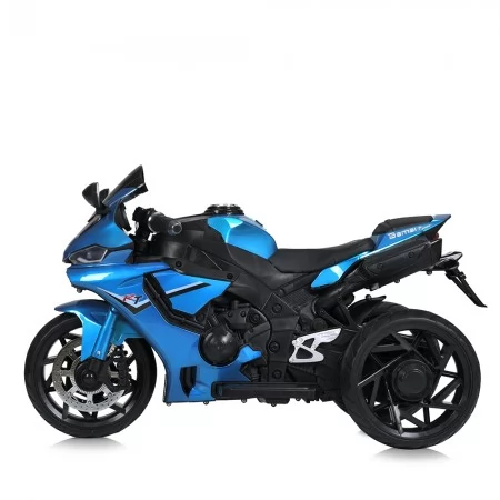Детский мотоцикл Yamaha R1 M 5823ELS-4, 2 мотора по 35W, EVA, экокожа, MP3/USB/TF, Bluetooth, свет, голубой с автопокраской