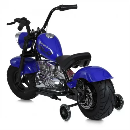 Детский мотоцикл Harley-Davidson Fat Boy M 6016AL-4, 1 мотор 350W, Bluetooth, USB, TF, экокожа, надувные резиновые колеса, синий