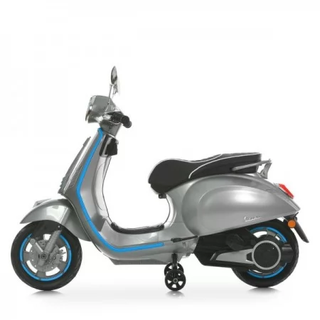 Дитячий мотоцикл Vespa Primavera M 6288EL-11-4, 1 мотор 45W, EVA, шкіра, MP3, Bluetooth, сіро-синій Дитячий мотоцикл Vespa Primavera M 6288EL-11-4, 1 мотор 45W, EVA, шкіра, MP3, Bluetooth, сіро-синій