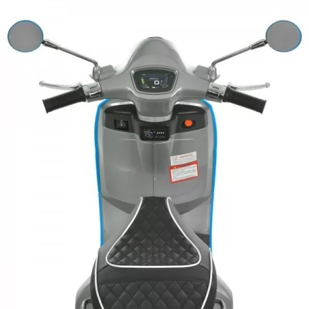 Дитячий мотоцикл Vespa Primavera M 6288EL-11-4, 1 мотор 45W, EVA, шкіра, MP3, Bluetooth, сіро-синій Дитячий мотоцикл Vespa Primavera M 6288EL-11-4, 1 мотор 45W, EVA, шкіра, MP3, Bluetooth, сіро-синій