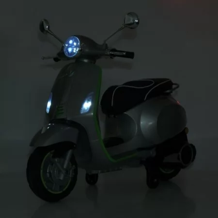 Дитячий мотоцикл Vespa Primavera M 6288EL-11-4, 1 мотор 45W, EVA, шкіра, MP3, Bluetooth, сіро-синій Дитячий мотоцикл Vespa Primavera M 6288EL-11-4, 1 мотор 45W, EVA, шкіра, MP3, Bluetooth, сіро-синій