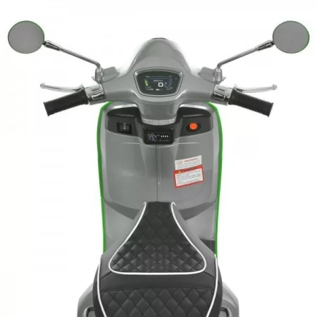 Детский мотоцикл Vespa Primavera M 6288EL-11-5, 1 мотор 45W, EVA, кожа, MP3, Bluetooth, серо-салатовый