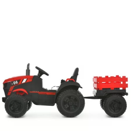 Трактор M 6295EBLR-3 2,4G р/к, з причепом, 2мотори45W, 1акум12V9AH, EVA, MP3, USB, TF, BLUETOOTH, шкіра, музика, світло, червоний