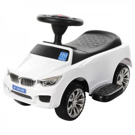 Каталка-толокар M 3503B-1 ручка, білий, муз., світло, бат., 89,5-44-90 см