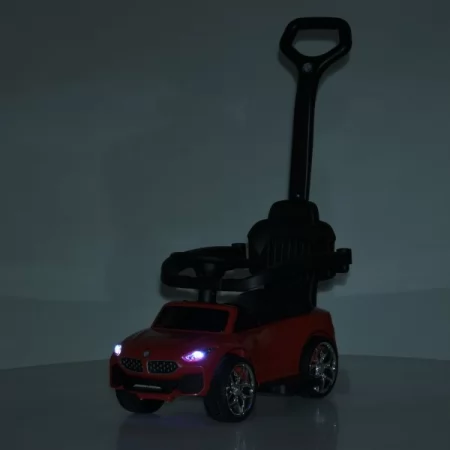 Каталка-толокар M 6253EL-3 бат.ручка, муз, світло, шкіра, підсклянник, MP3, BLUETOOTH, червоний