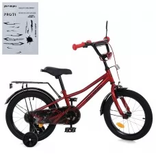 Велосипед детский PROF1 16д. MB 16011-1 PRIME, SKD75, красный, звон, фонарь, багажник, доп.кол
