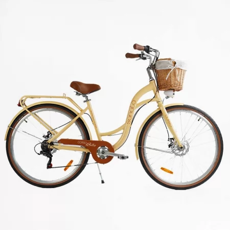 Велосипед городской Corso "Sonata" SN-28410 + КОШИК обладнання Shimano 7 швидкостей, алюмінієва рама 18’’, кошик, фара