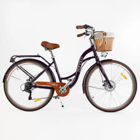 Велосипед міський Corso "Sonata" SN-28962 + КОШИК обладнання Shimano 7 швидкостей, алюмінієва рама 18’’, кошик, фара
