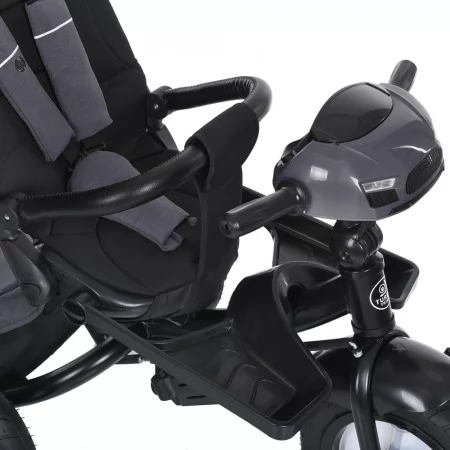Велосипед с ручкой MT 1007-2 3 кол.гума 12/10, оберт.сид., 5-точк.рем.безп., USB/ВТ, пульт, свет, сумка, графітовий