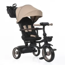 Велосипед MT 1038-1 Latte 3 колеса EVA, поворотный, складной, родительская ручка, багажник,корзина,бежевый